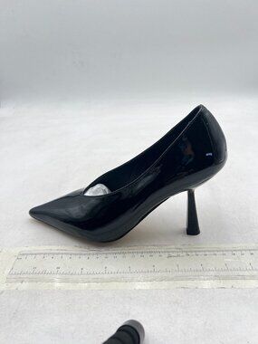 miss left Black Pointed Toe Slip On Pumps Stiletto Heels V Style Dressy Shoes